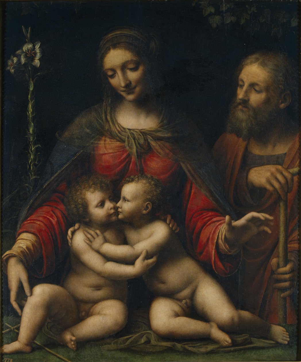 Den hellige familie med Johannes Døberen af Bernardino Luini