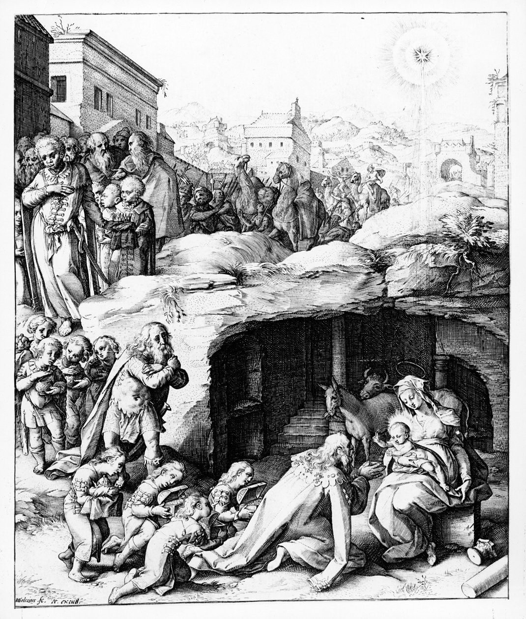 Magiernes tilbedelse, indgraveret af Hendrik Goltzius, c.1585 af Bernardino Passeri