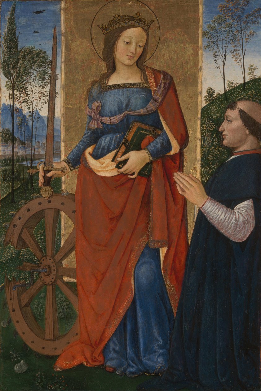 Den hellige Katarina af Alexandria med en donor, ca. 1480 af Bernardino Pinturicchio