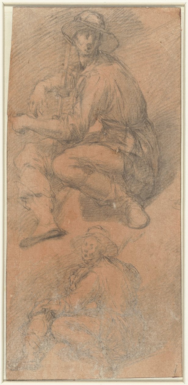 To figurstudier af en siddende mand af Bernardino Poccetti