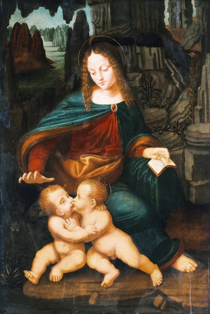 Madonna og barn med spædbarnet Saint John, ca. 1496. af Bernardino de Conti