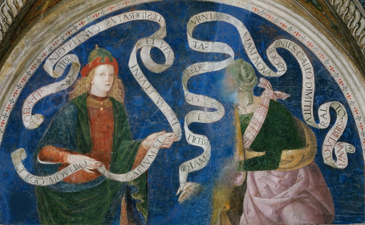 Le prophete Aggee et la sibylle de Cumes - Profeten Haggai og den cumæiske sibylle , af Pinturicchio, Bernardino, Workshop of (1454-1513). Fresco af Bernardino di Betto (workshop of) Pinturicchio