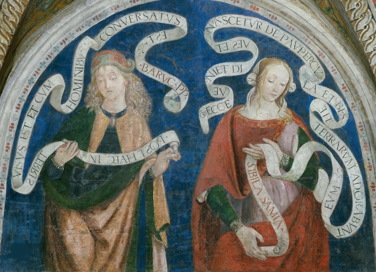Le prophete Baruch et la sibylle samienne - Profeten Baruch og den samiske sibylle, af Pinturicchio, Bernardino, Workshop of (1454-1513). Fresco af Bernardino di Betto (workshop of) Pinturicchio