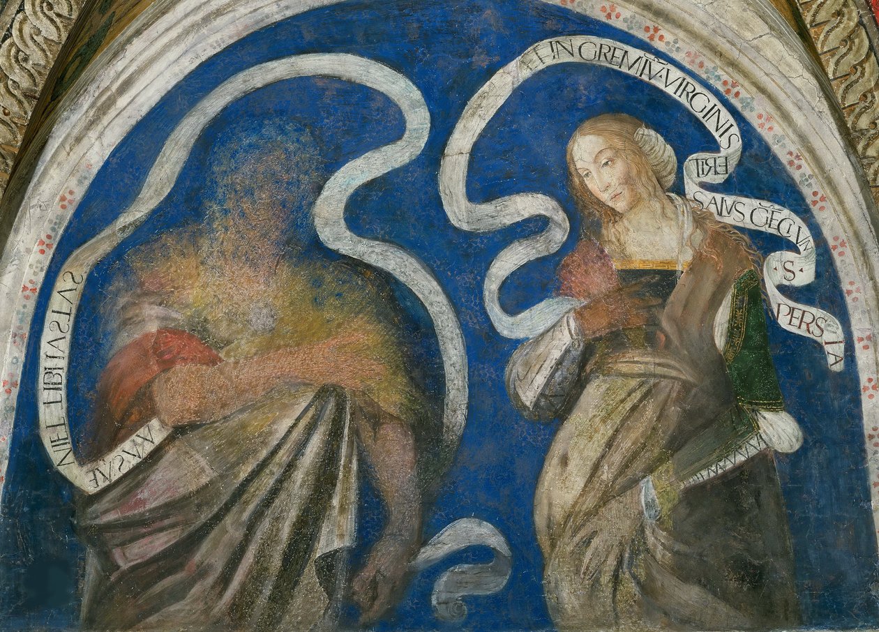 Le prophete Zacharie et la sibylle persique (Sabbe) - Profeten Zacharias og den persiske sibylle, af Pinturicchio, Bernardino, Workshop of (1454-1513). Fresco af Bernardino di Betto (workshop of) Pinturicchio