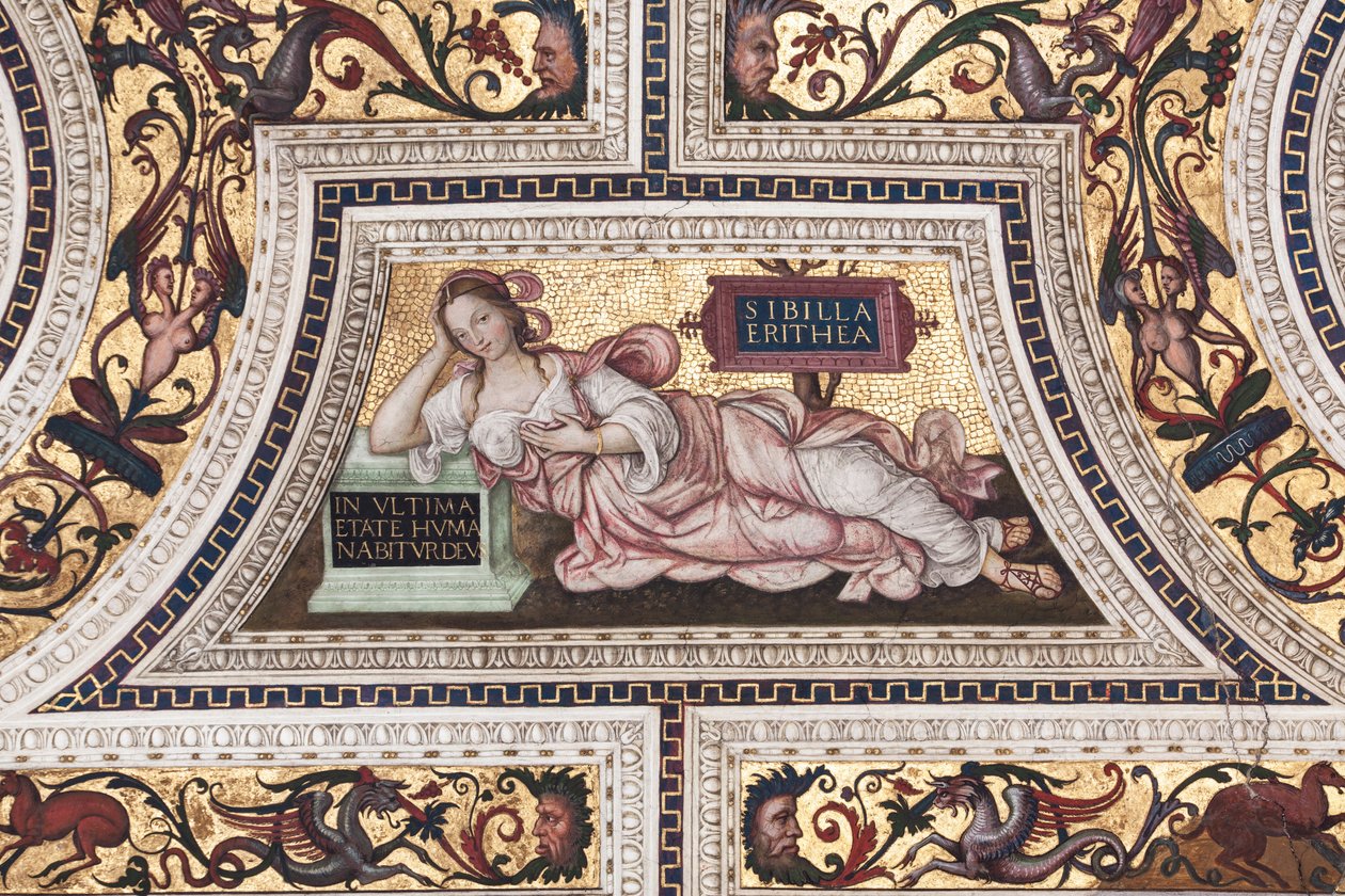 Eritrea Sibyl, detalje af Sibyllerne (fresco af Bernardino di Betto Pinturicchio