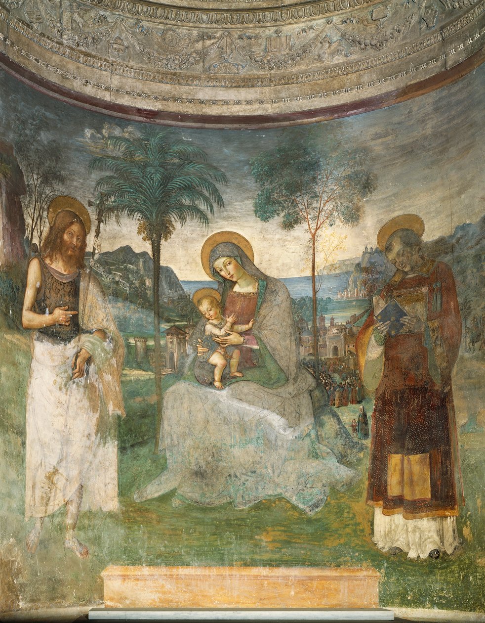 Madonna og barn, Johannes Døberen og St. Stephen af Bernardino di Betto Pinturicchio