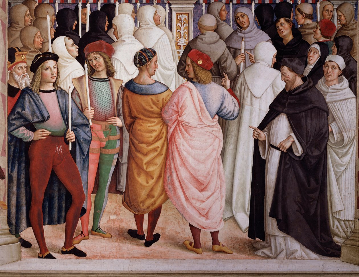 Pius II kanoniserede den hellige Katarina af Siena i 1461. Detalje - Fresco af Bernardino di Betto Pinturicchio