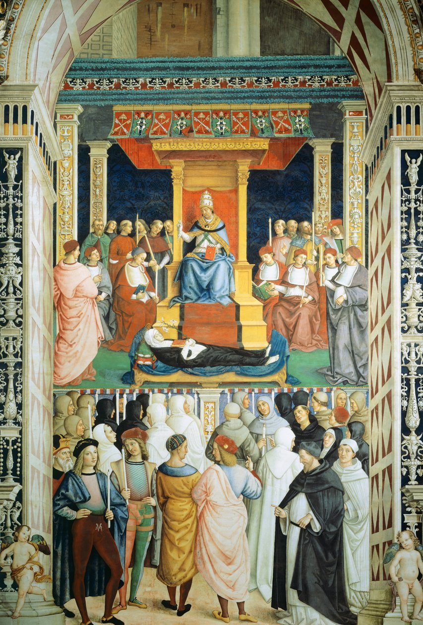 Pius II kanoniserede den hellige Katarina af Siena i 1461 af Bernardino di Betto Pinturicchio