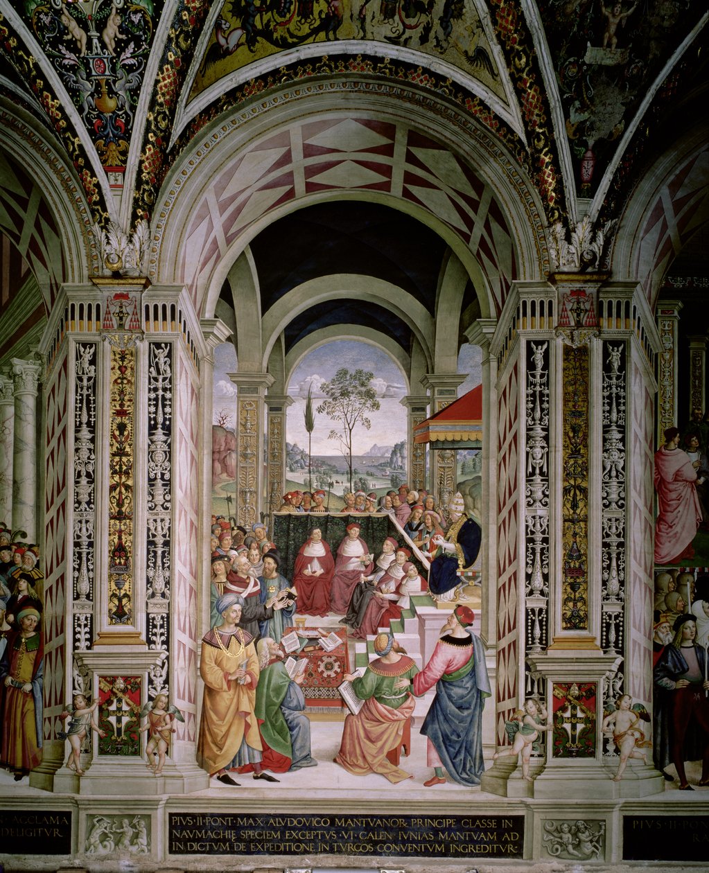 Pave Pius II (1405-64) præsiderer over Mantuas kost i 1459 af Bernardino di Betto Pinturicchio