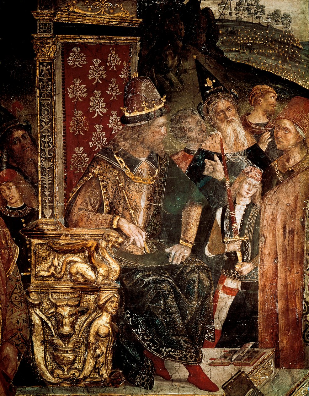 Den hellige Katarina af Alexandrias strid med filosoffer før den romerske kejser Maximian Hercules, detalje af Cesare Borgia af Bernardino di Betto Pinturicchio