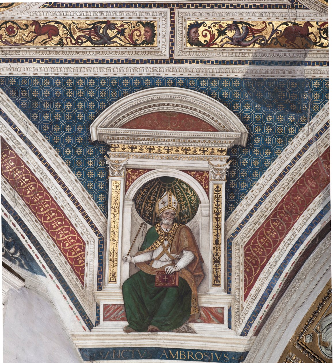 St. Ambrosius, detalje af kirkens læger (fresco af Bernardino di Betto Pinturicchio