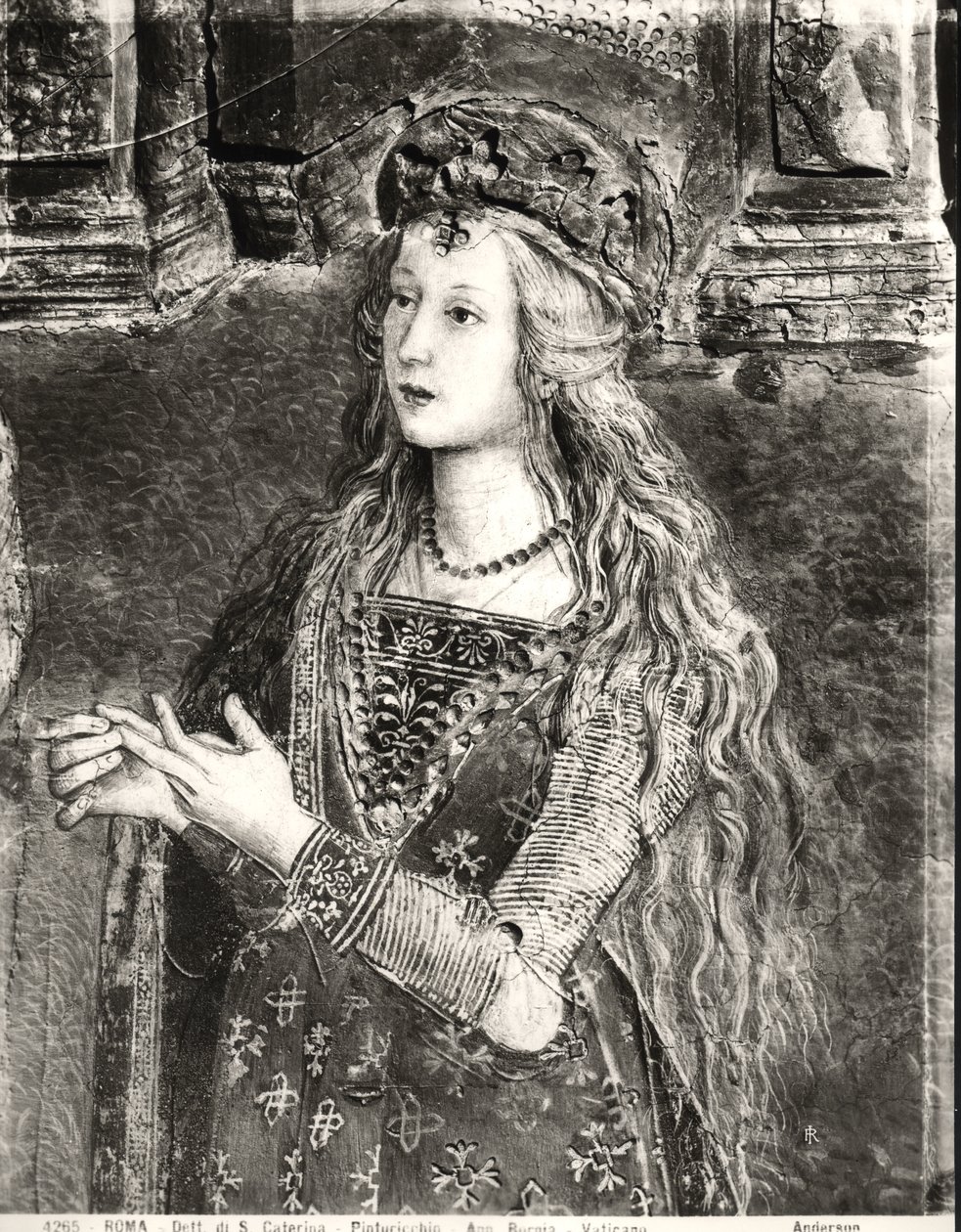 St. Catherine, muligvis et portræt af Lucrezia Borgia (1480-1519) fra de helliges liv, Sala dei Santi, 1492-94 af Bernardino di Betto Pinturicchio
