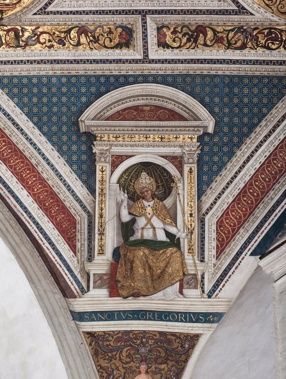 Skt. Gregor den Store, detalje af kirkens læger (fresco af Bernardino di Betto Pinturicchio