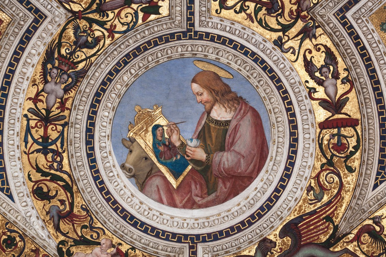 St Luke, detalje af De fire evangelister (fresco af Bernardino di Betto Pinturicchio