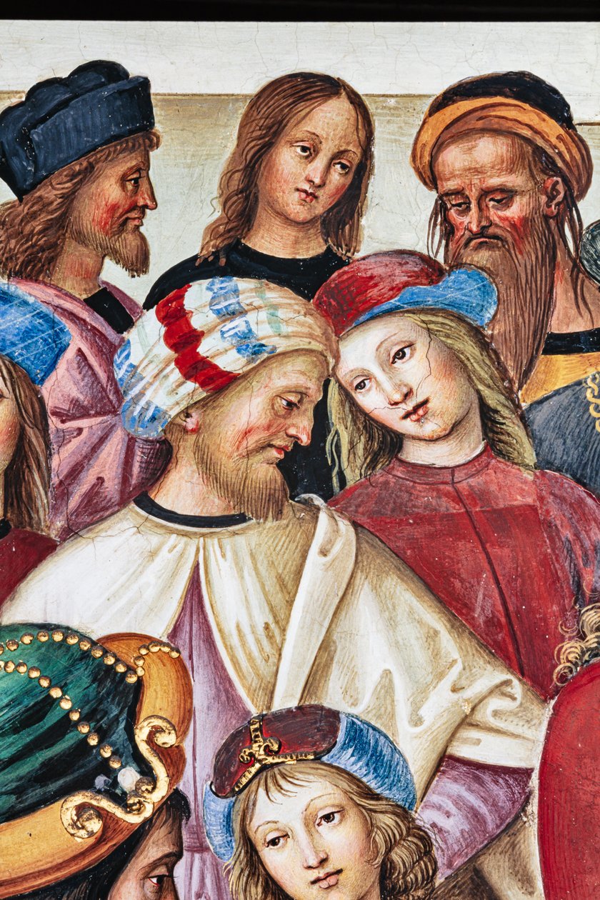 Piccolomini-biblioteket, den nordøstlige væg: "Aeneas Sylvius holder en tale for kong James I af Skotland, vinteren 1435" af Bernardino di Betto Pinturicchio