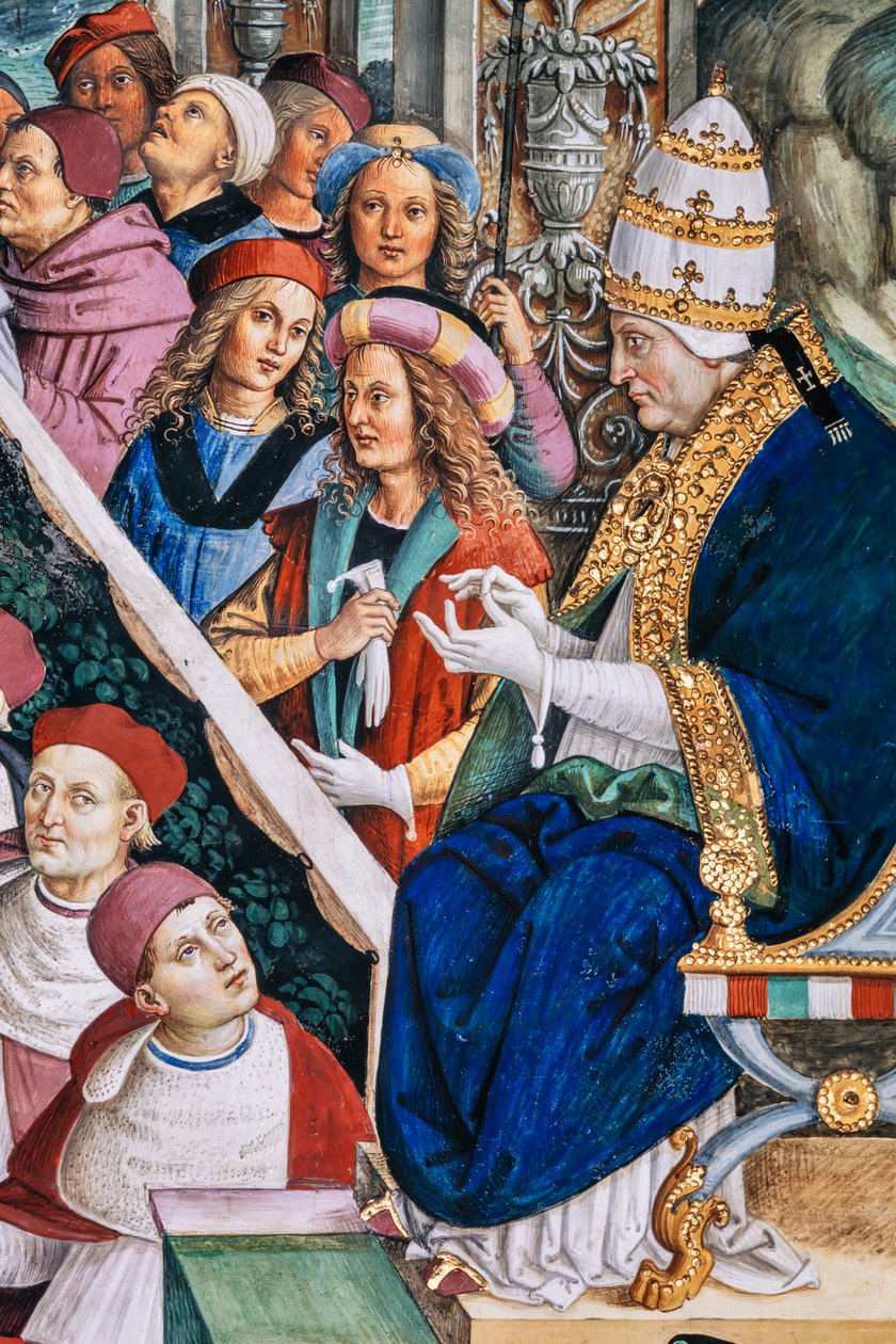 Piccolomini-biblioteket, sydvestvæggen: “ Pius II præsiderer over Mantuas kost, 1. juni af Bernardino di Betto Pinturicchio