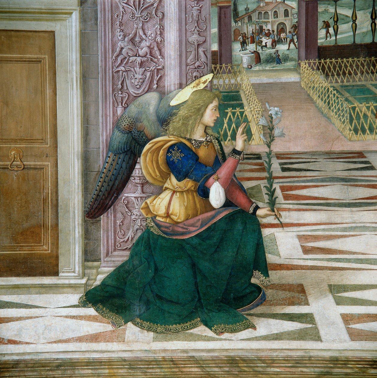 Ærkeenglen Gabriel, detalje af bebudelsen af Bernardino di Betto Pinturicchio