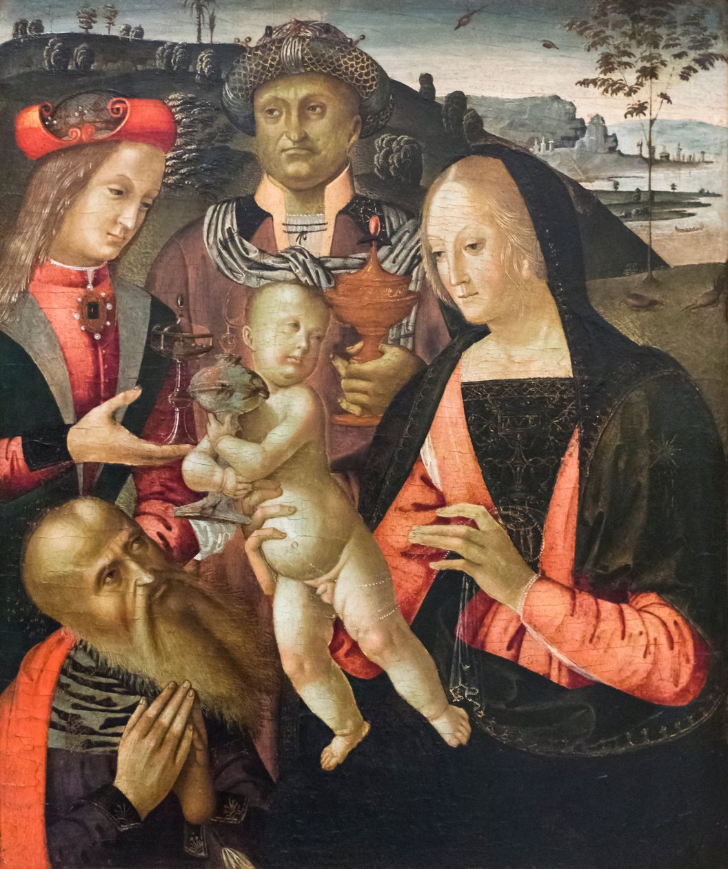 Tilbedelse af Magi (tempera på panel) af Bernardino di Mariotto