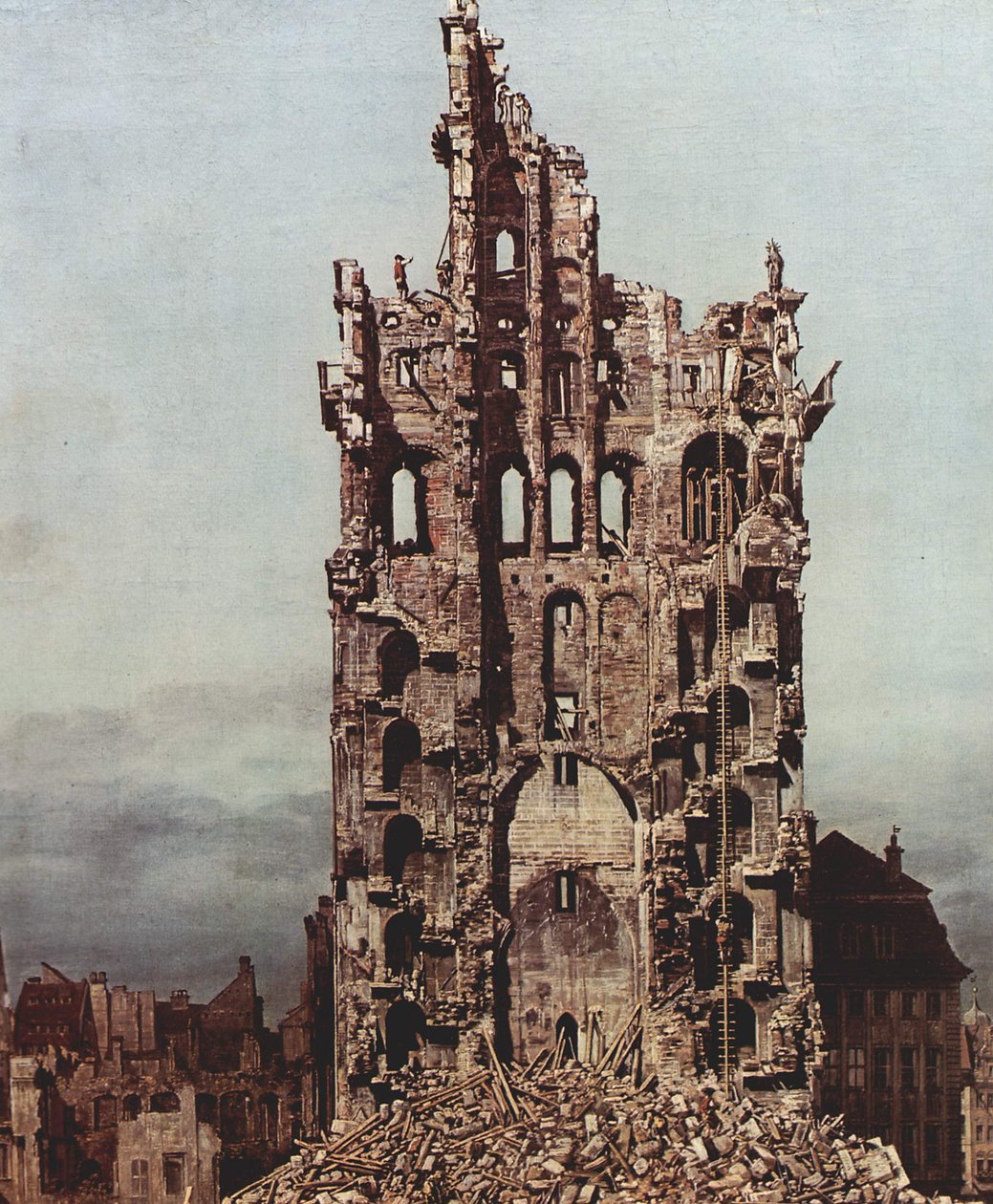 Udsigt over Dresden, ruinerne af Kreuzkirche, set fra øst af Bernardo Bellotto