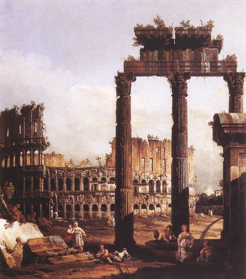 Capriccio med Colosseum af Bernardo Bellotto