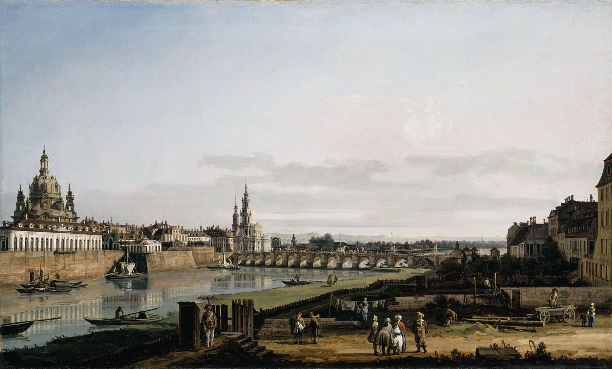 Dresden fra højre bred af Elben med Augustus -broen af Bernardo Bellotto