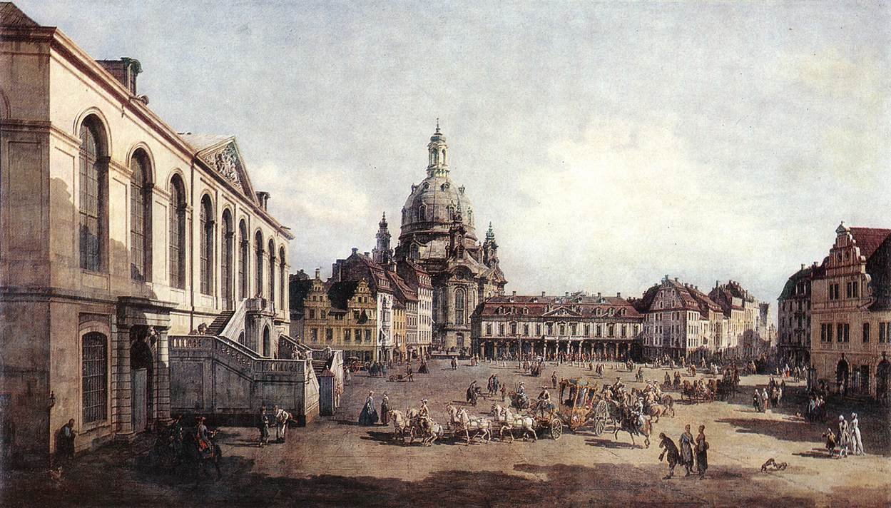 Nyt markedsplads i Dresden fra Jüdenhof af Bernardo Bellotto