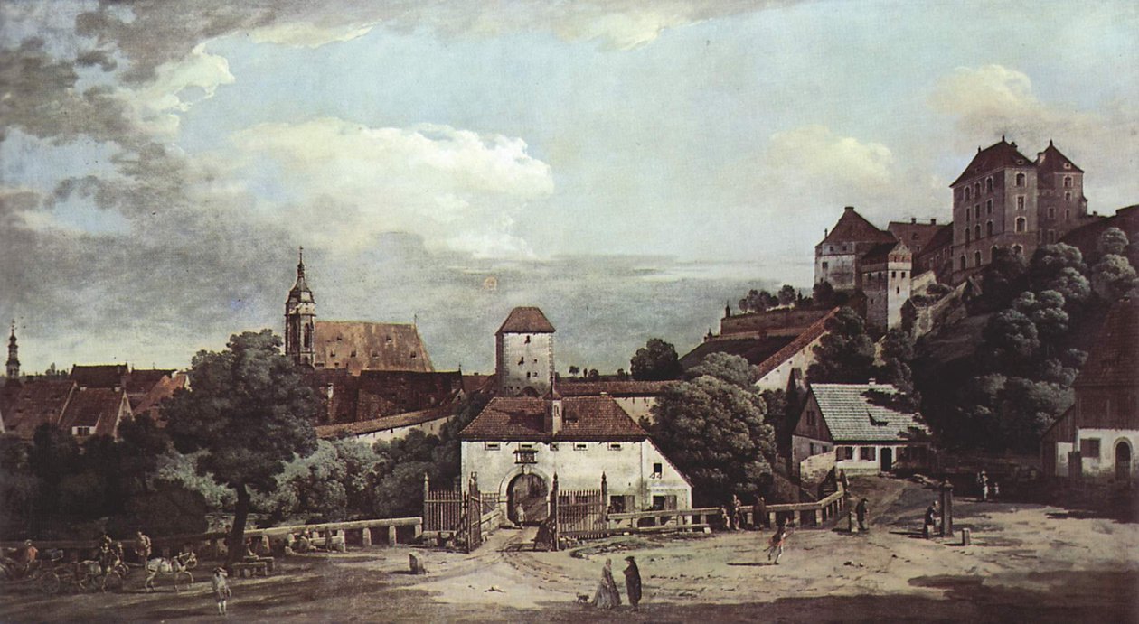 Pirna set fra syd, med befæstninger og øvre port af Bernardo Bellotto