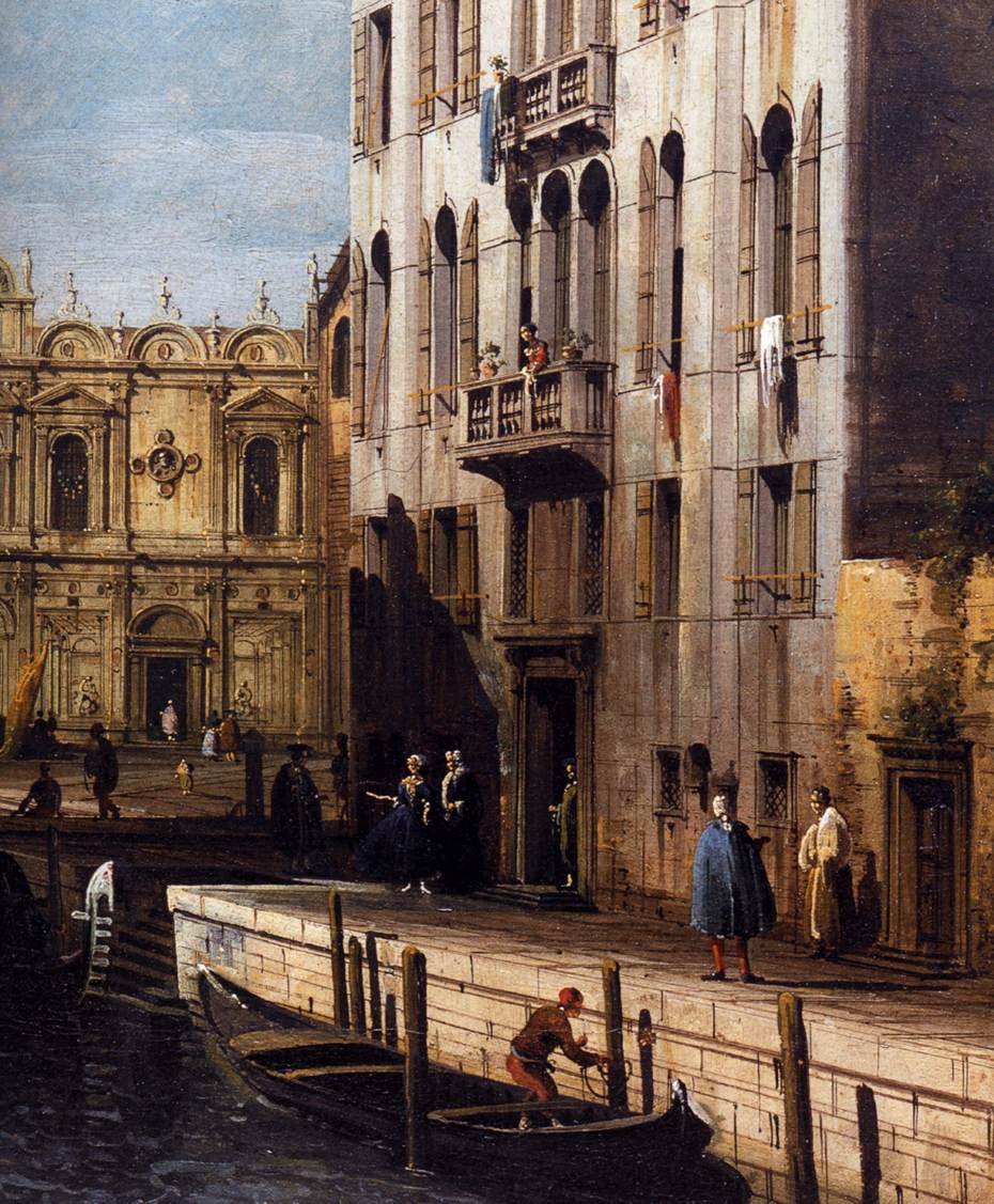 Rio dei Mendicanti med Scuola di San Marco (detalje) af Bernardo Bellotto