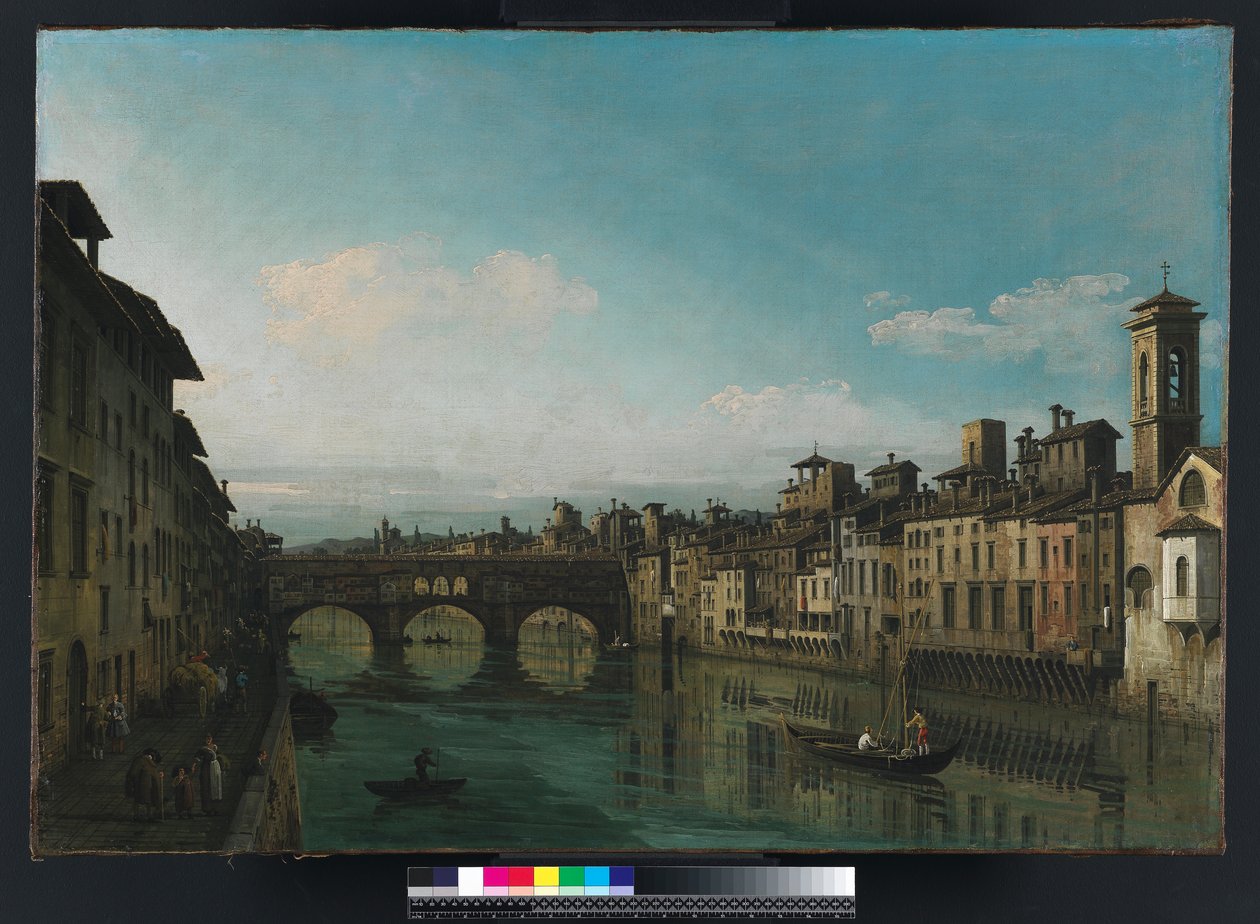 Arno i Firenze med Ponte Vecchio, ca. 1745 af Bernardo Bellotto