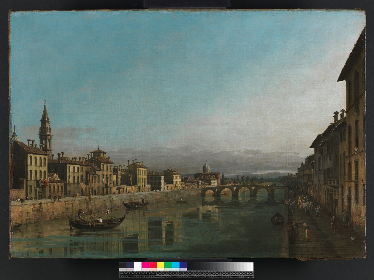 Arno i Firenze med Ponte alla Carraia, ca. 1745 af Bernardo Bellotto