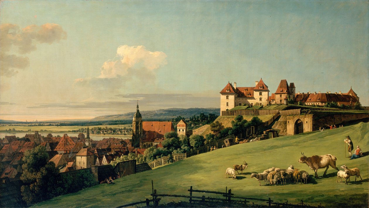 Udsigt over Pirna fra Sonnenstein Slot af Bernardo Bellotto