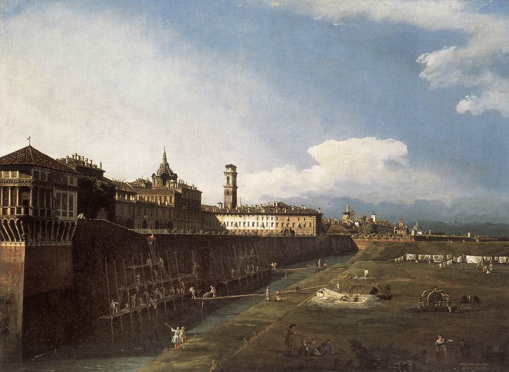 Udsigt over Torino nær det kongelige palads af Bernardo Bellotto
