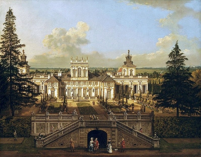 Wilanów -paladset set fra haven af Bernardo Bellotto