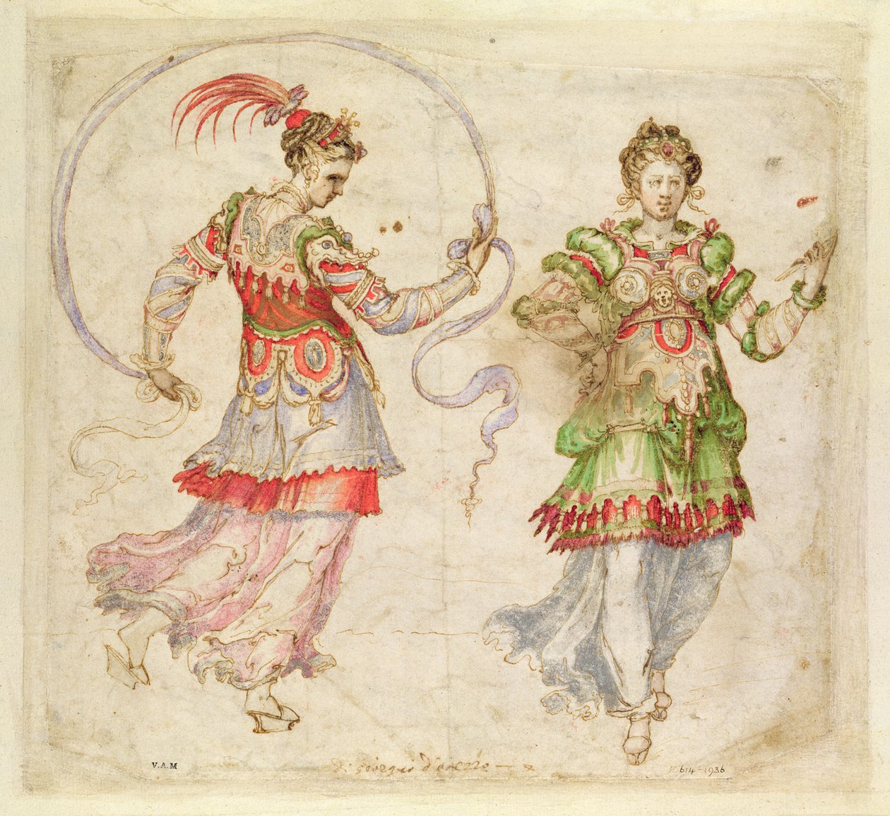 Design til kostumer, sandsynligvis i det florentinske Intermezzi, Firenze, 1589 af Bernardo Buontalenti