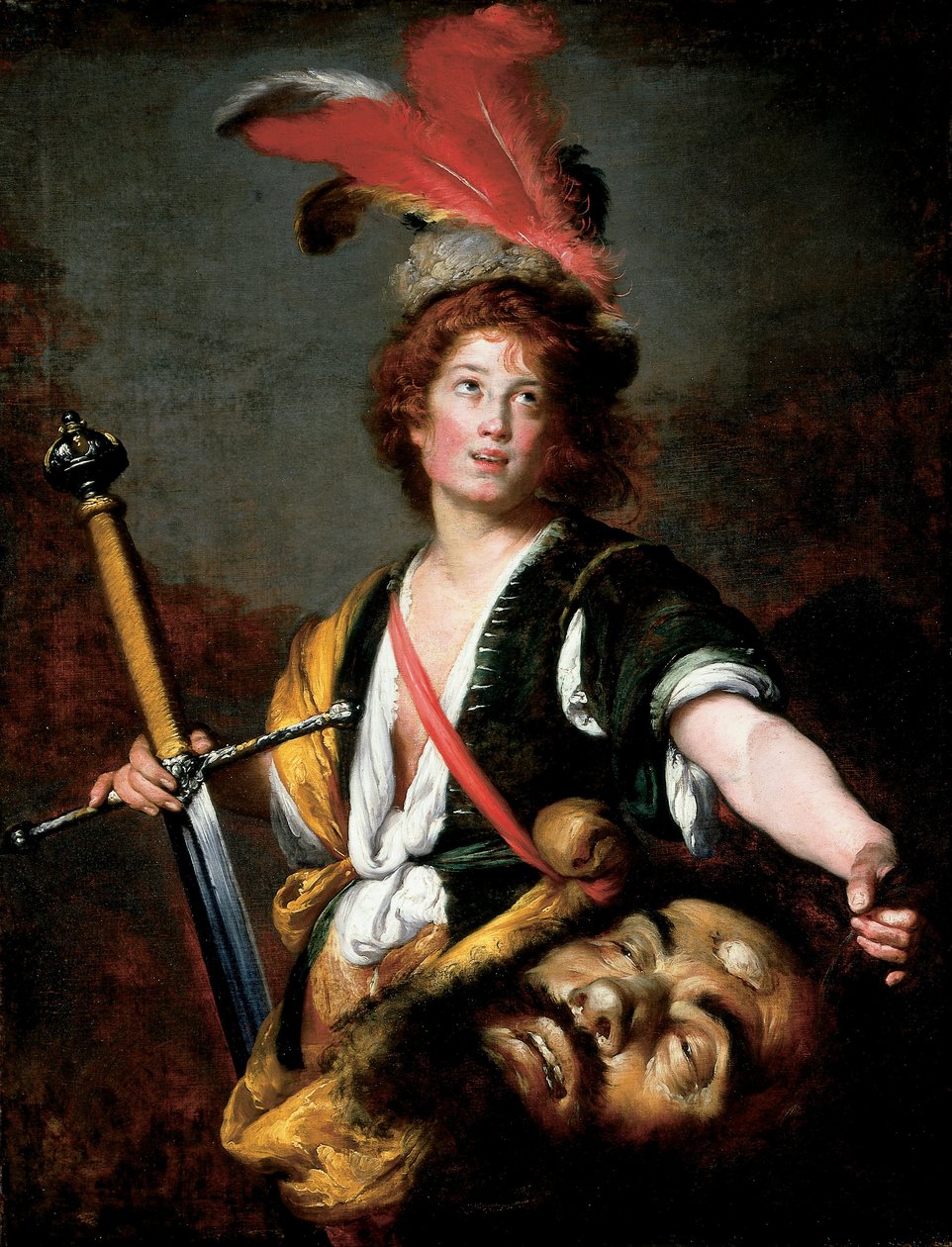 David med chefen for Goliat af Bernardo Strozzi