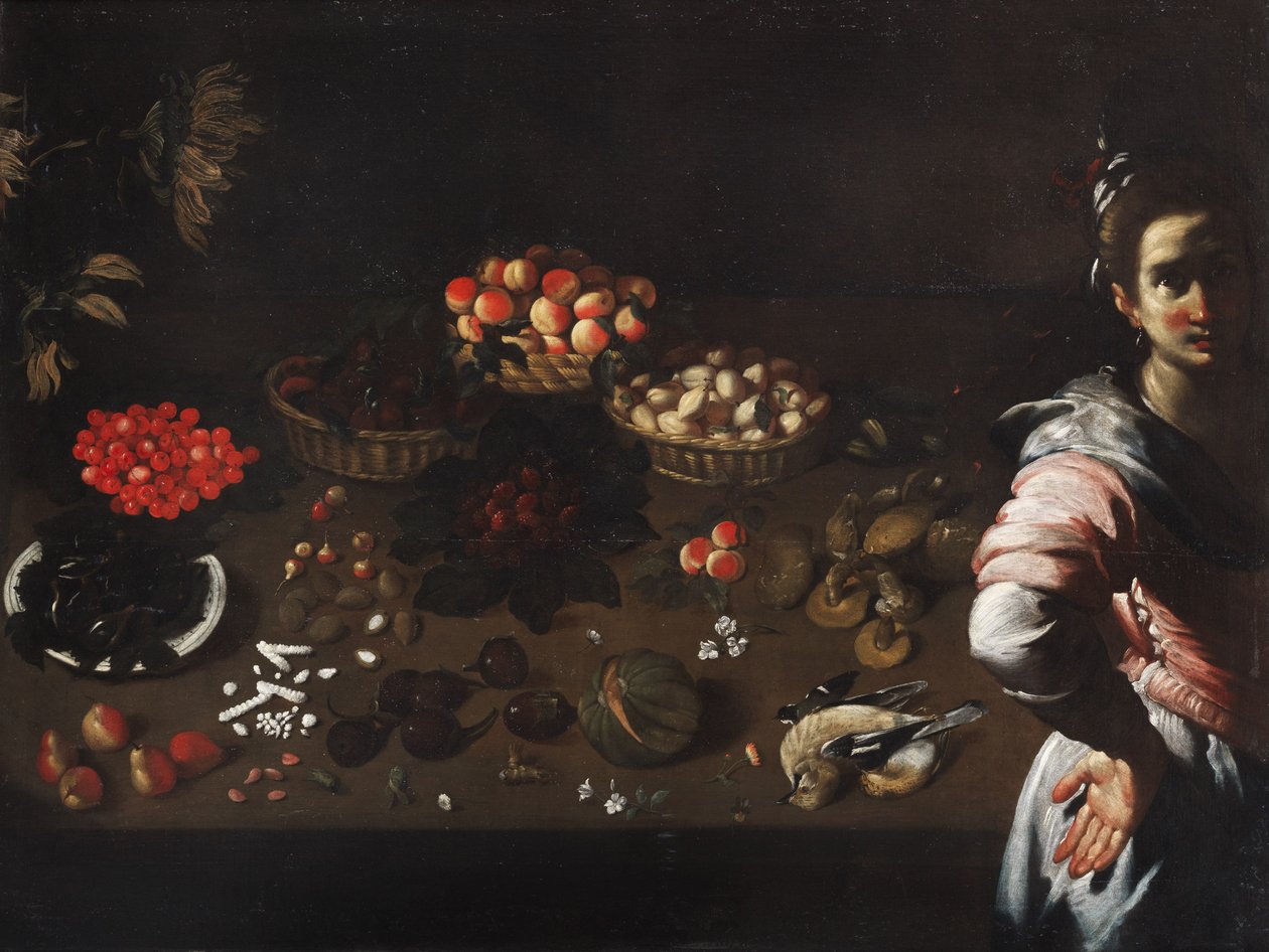 Stilleben med en stuepige af Bernardo Strozzi