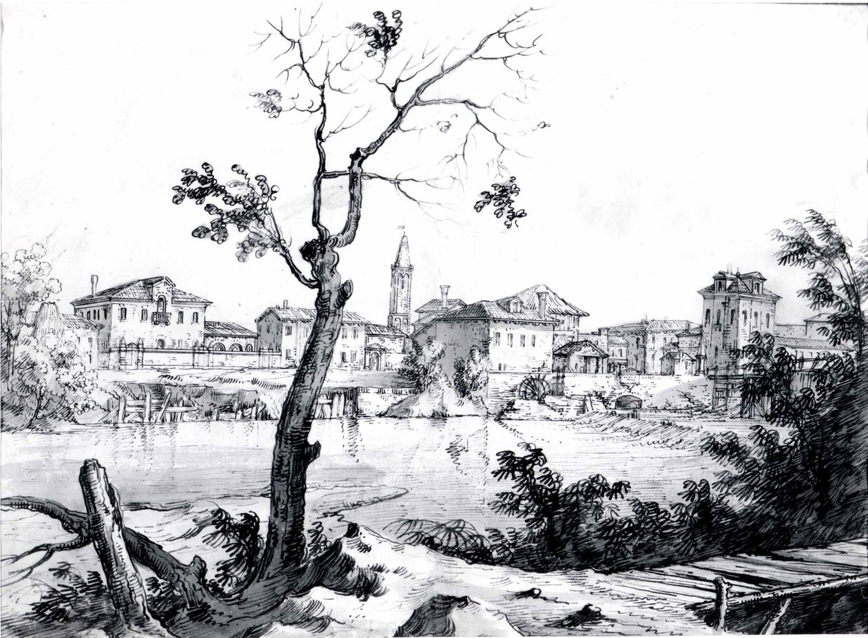 En landsby ved Brenta af Bernardo Bellotto