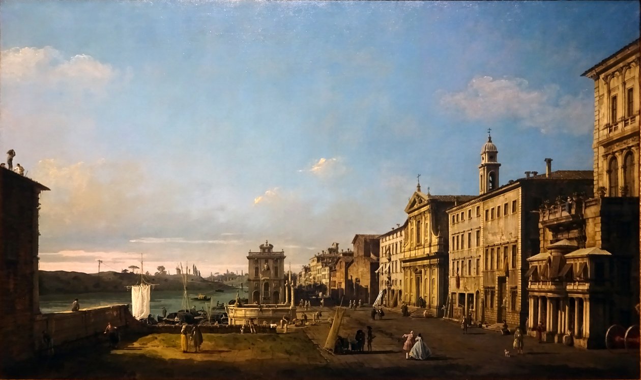 Bernardo Bellotto - Ansicht der Via di Ripetta in Rom, 1742-1744 af Bernardo Bellotto