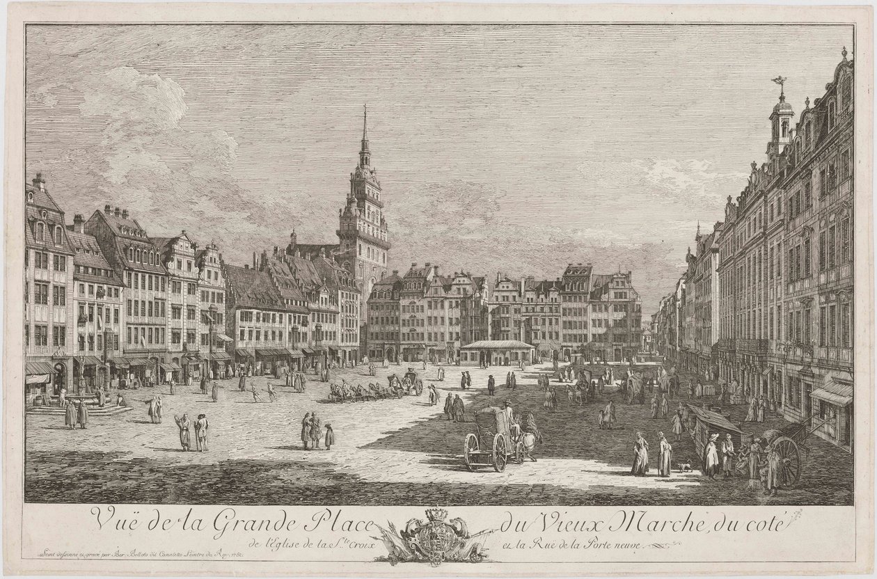 Altmarkt i Dresden set fra Schlossstrasse, et blad fra serien »Dresdner Veduten« af Bernardo Bellotto