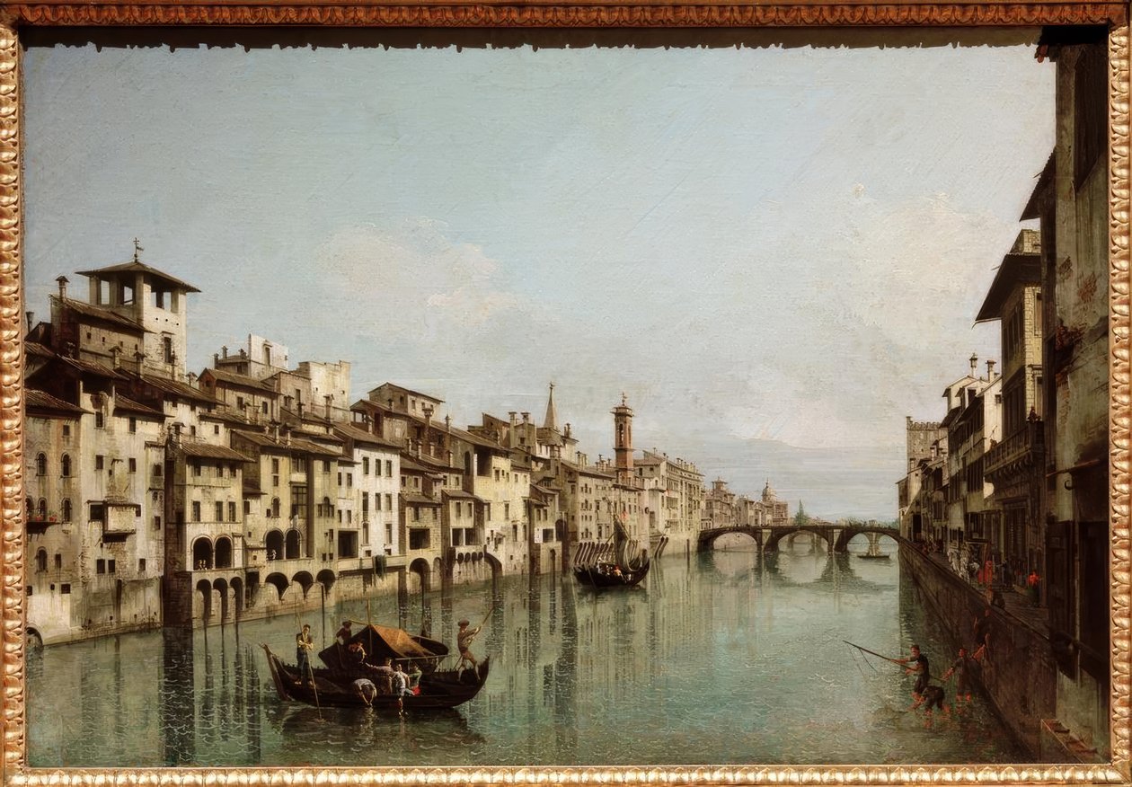 Arno i Firenze med Ponte Santa Trinità af Bernardo Bellotto