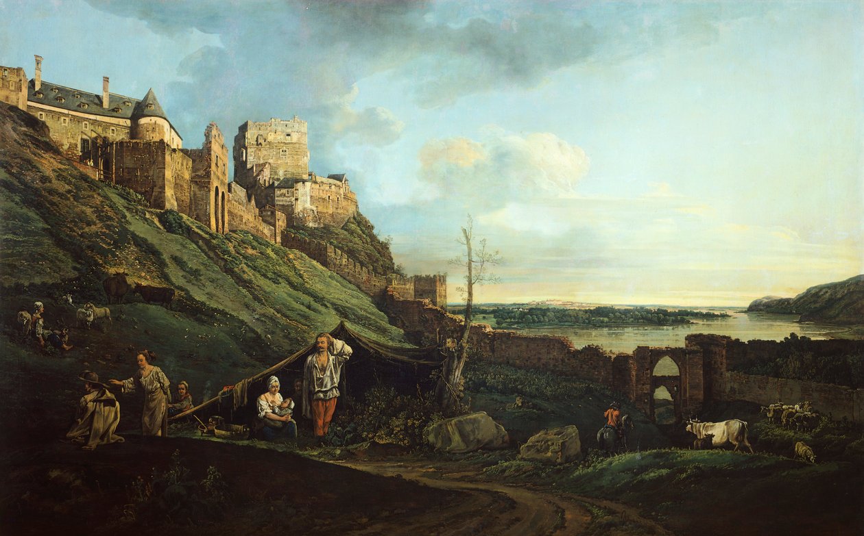 Devin Castle, af Bernardo Bellotto, kendt som Canaletto (1721-1780) af Bernardo Bellotto