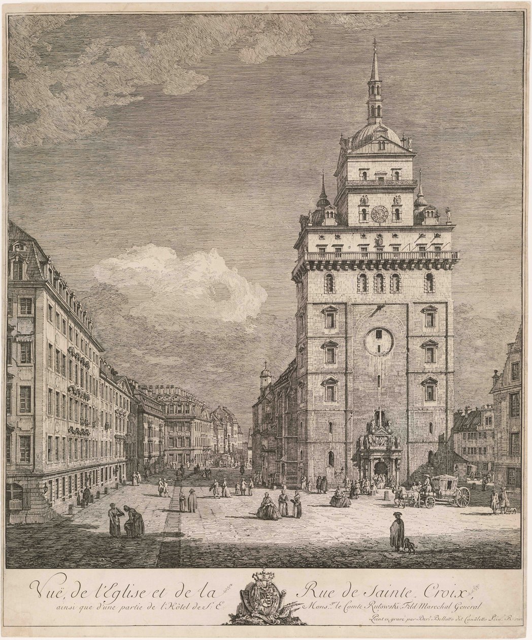 Den tidligere Kreuzkirche i Dresden, et blad fra serien »Dresdner Veduten« af Bernardo Bellotto