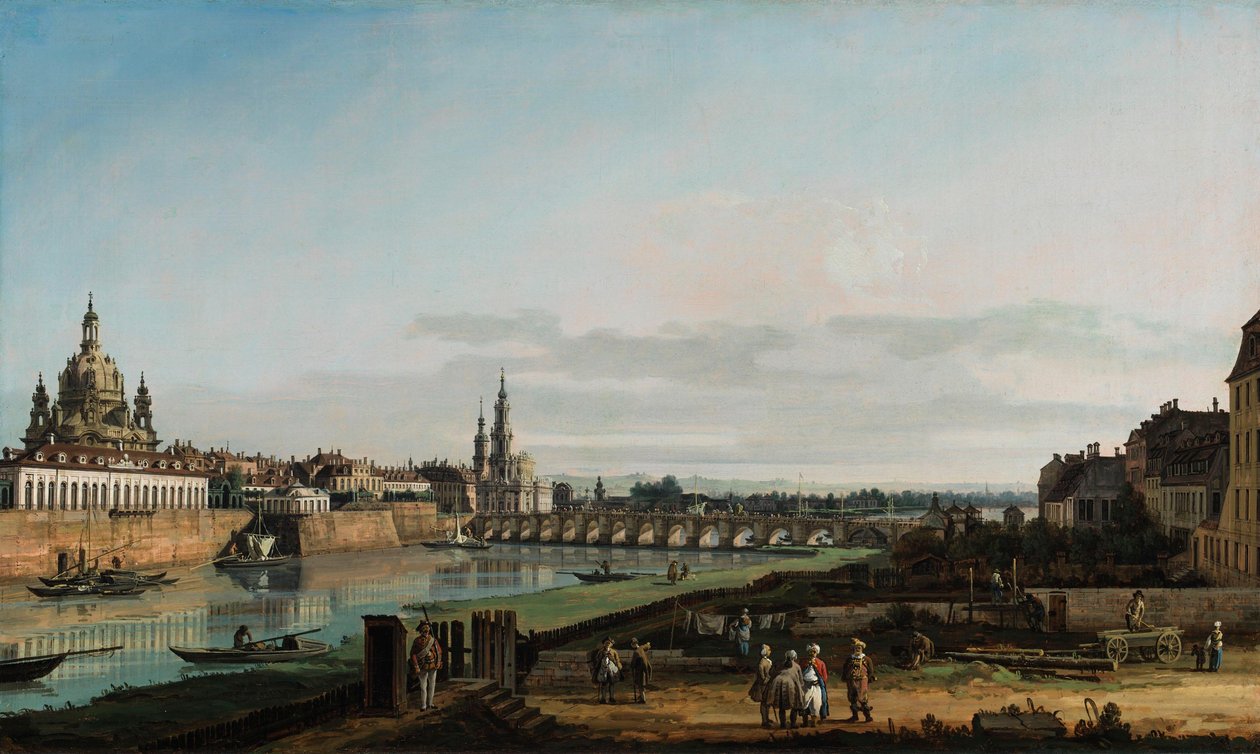 Dresden fra Elbens højre bred, oven for Augustusbroen af Bernardo Bellotto