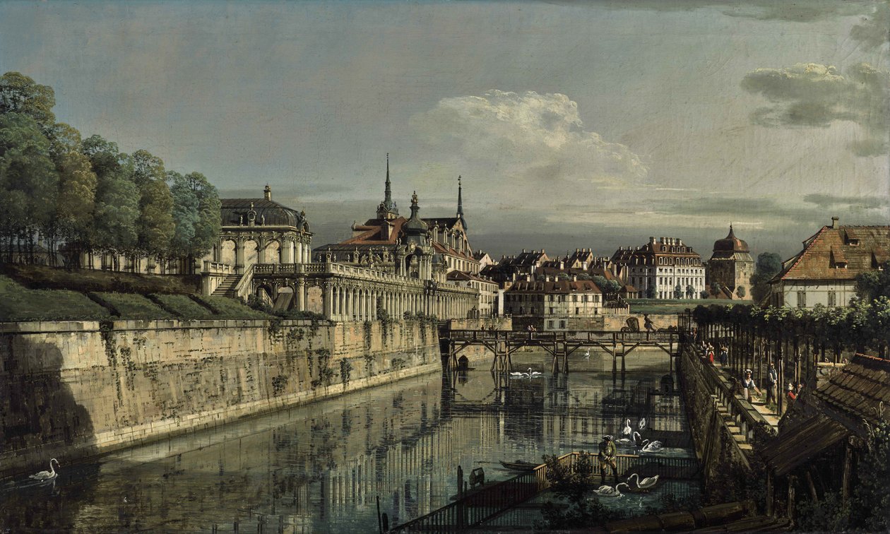 Tysk: Dresden, am Zwinger Udsigt til Zwingers voldgrav af Bernardo Bellotto