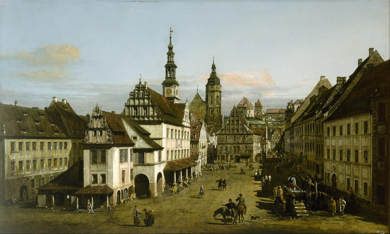 Tysk: Städtebild (Markedsplads i Pirna) Markedspladsen i Pirna af Bernardo Bellotto