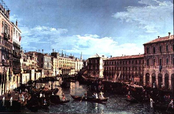 Canal Grande, Venedig, ser mod syd til Rialtobroen af Bernardo Bellotto