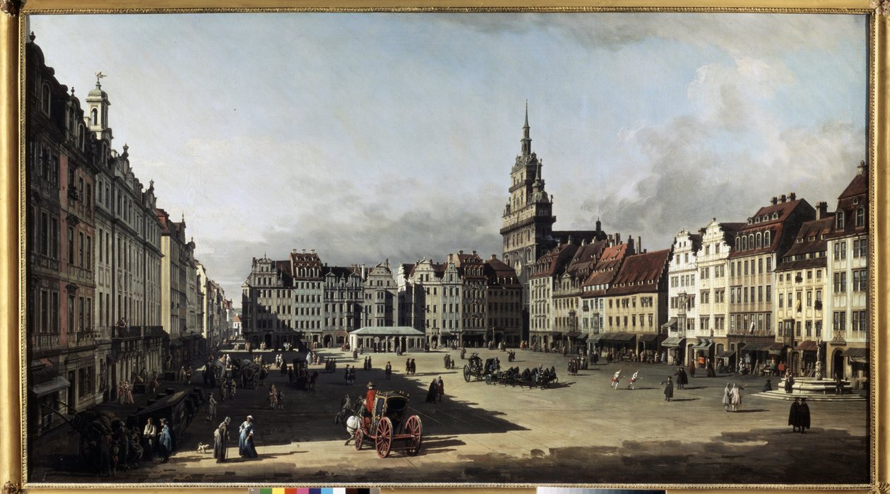 ""Den gamle markedsplads i Dresden"" (Den gamle markedsplads i Dresden) Maleri af Bernardo Bellotto (1720-1780) 1750-1752 Pushkin Museum, Moskva af Bernardo Bellotto