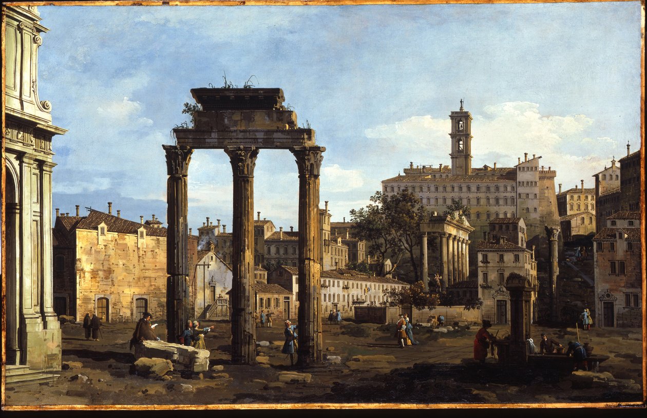 Rom - Forum med Castor og Pollux-templet, ca. 1742-43 af Bernardo Bellotto