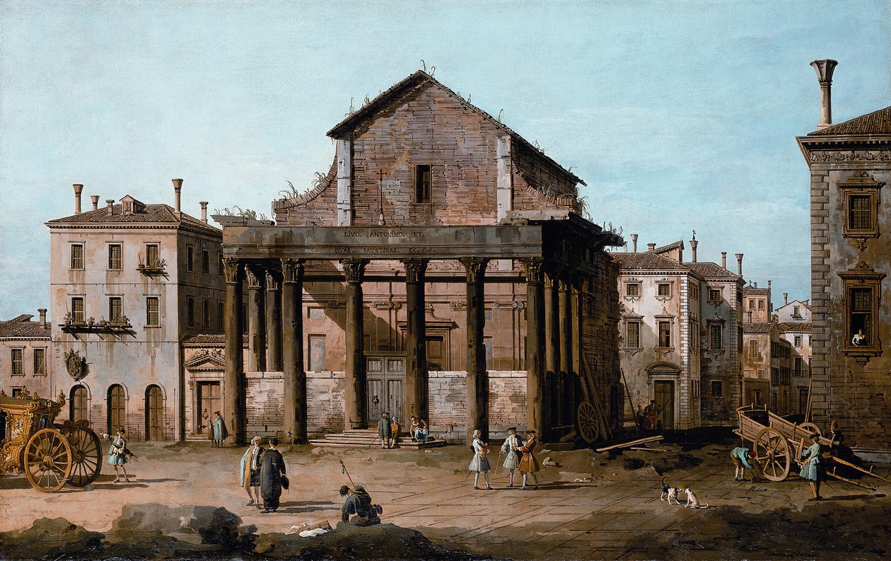Rom - Antoninus og Faustinas tempel i Forum, c.1742-43 af Bernardo Bellotto