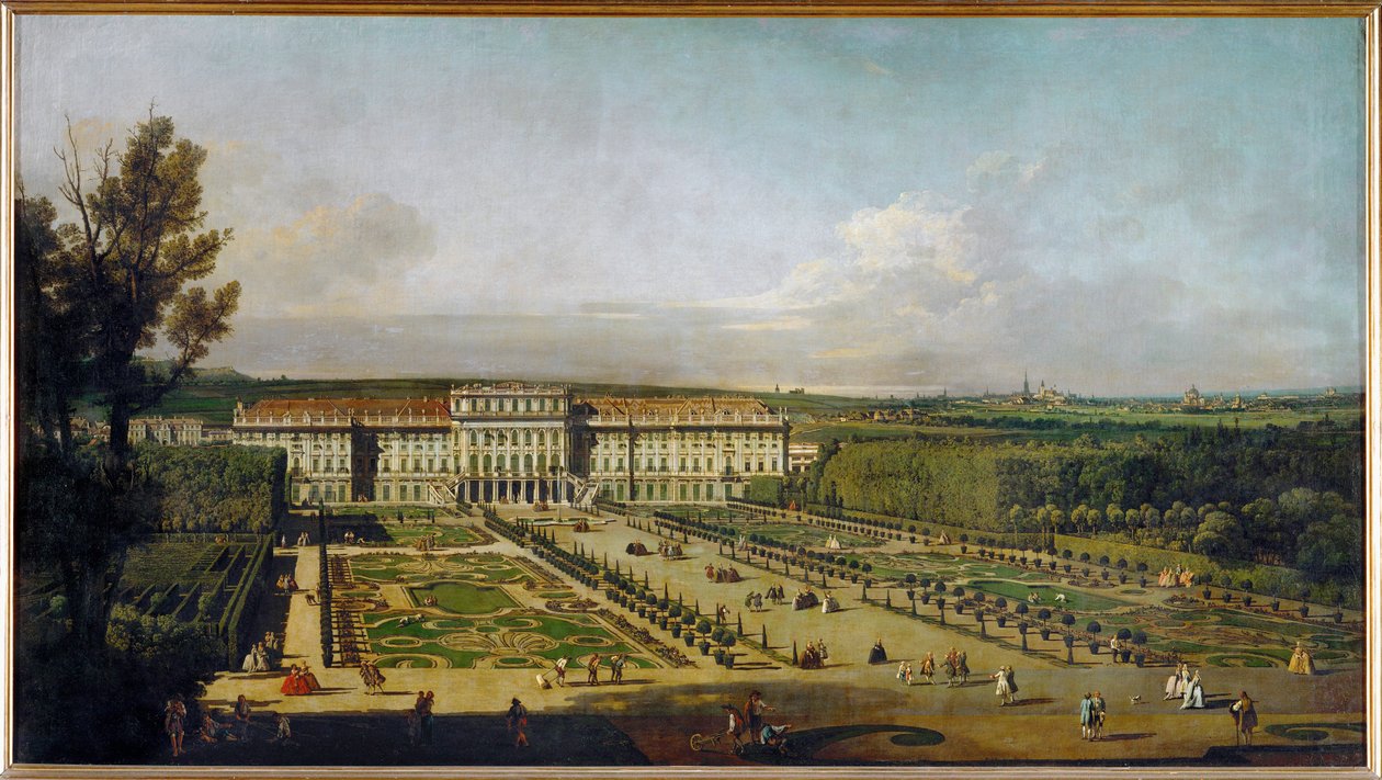 Schönbrunn Slot i Wien, Østrig, set fra haven ... (olie på lærred) af Bernardo Bellotto